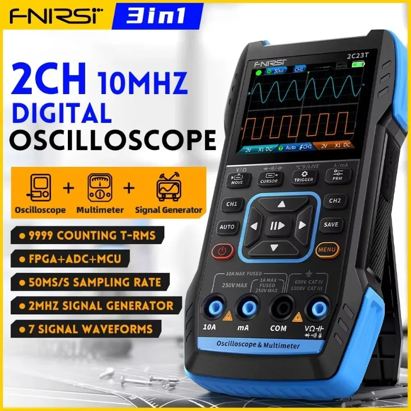 Fnirsi Digital Oscilloscope Handheld - FNIRSI 2C23T ポータブルデジタルオシロスコープ・マルチメーター＋ファンクション信号発生器 2023年最新モデル 3IN1 デュアルチャンネル