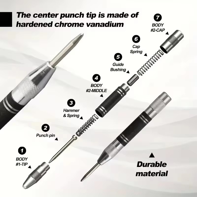 自動センターポンチ、穴あけマーカー、木材・金属・鋼材用、スプ - Industrial Tools のレビューと価格